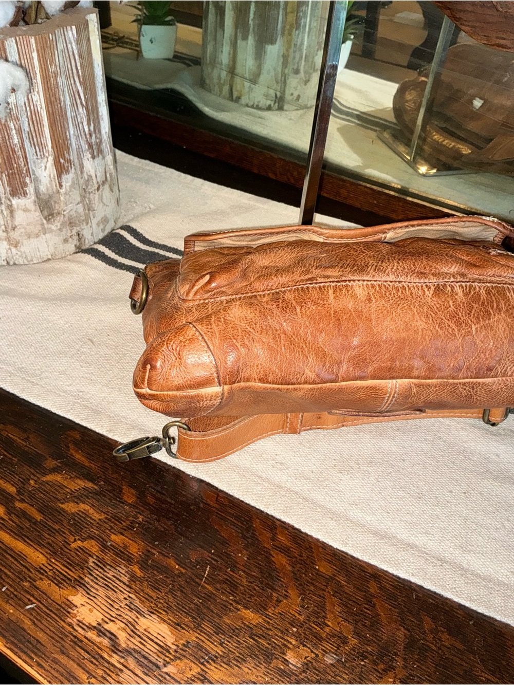 Bed Stu Leather Greenway Handbag Crossbody Bag Tan Rustic MSRP $265 - Picture 9 of 13